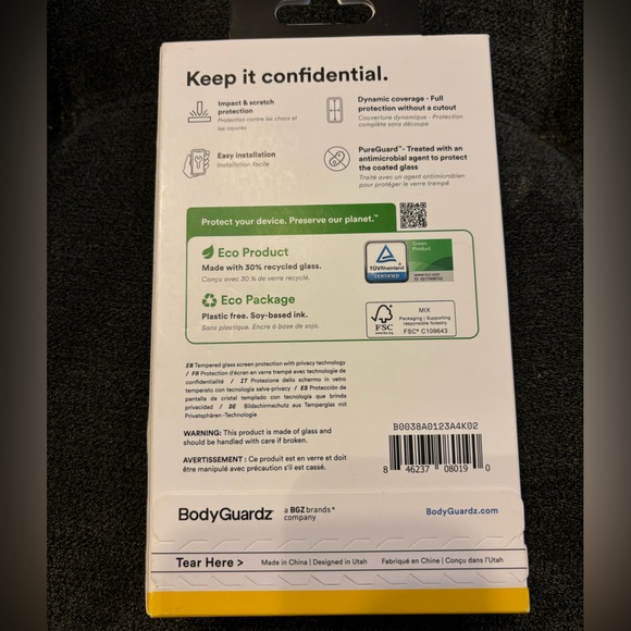 BodyGuardz iPhone 15 Pro/ iPhone 15 Privacy Screen Protector - Picture 2 of 2